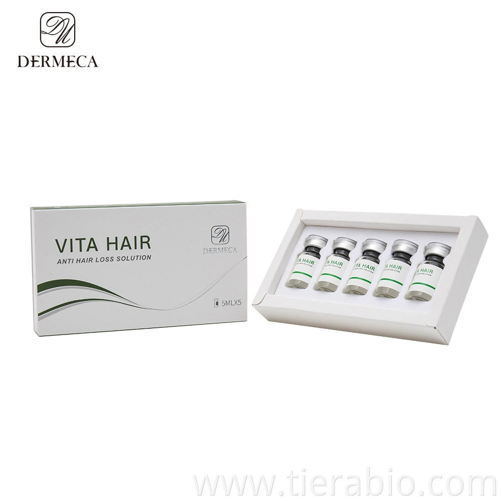 Dermeca Vita Hair 5ml*5vials/Box Mesotherapy Cocktails Injectable Ha Serum Hyaluronic Acid Anti Hair Fall Solution Meso Repair Hair Growth Treatment for Clinic